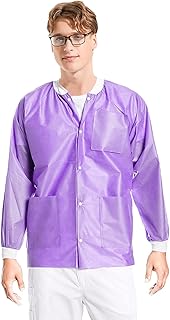 ValuMax 3630PPS Extra-Safe, Wrinkle-Free, Noble Looking Disposable SMS Hip Length Jacket, Purple, S, Pack of 10