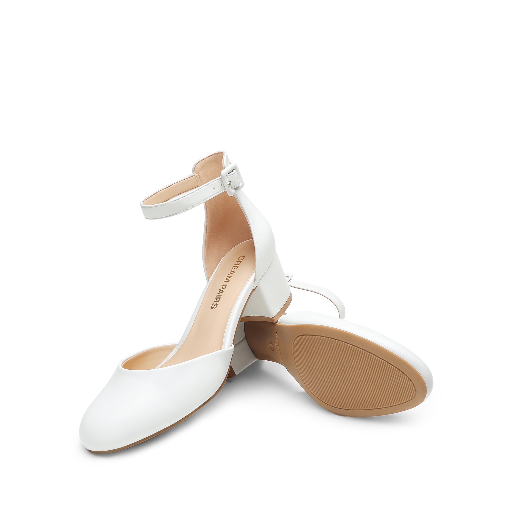 DREAM PAIRS Damen Pumps mit niedrigem Blockabsatz | Knöchelriemen und klobigem Absatz – ideal für festliche Anlässe, Hochzeiten, Büro und Party