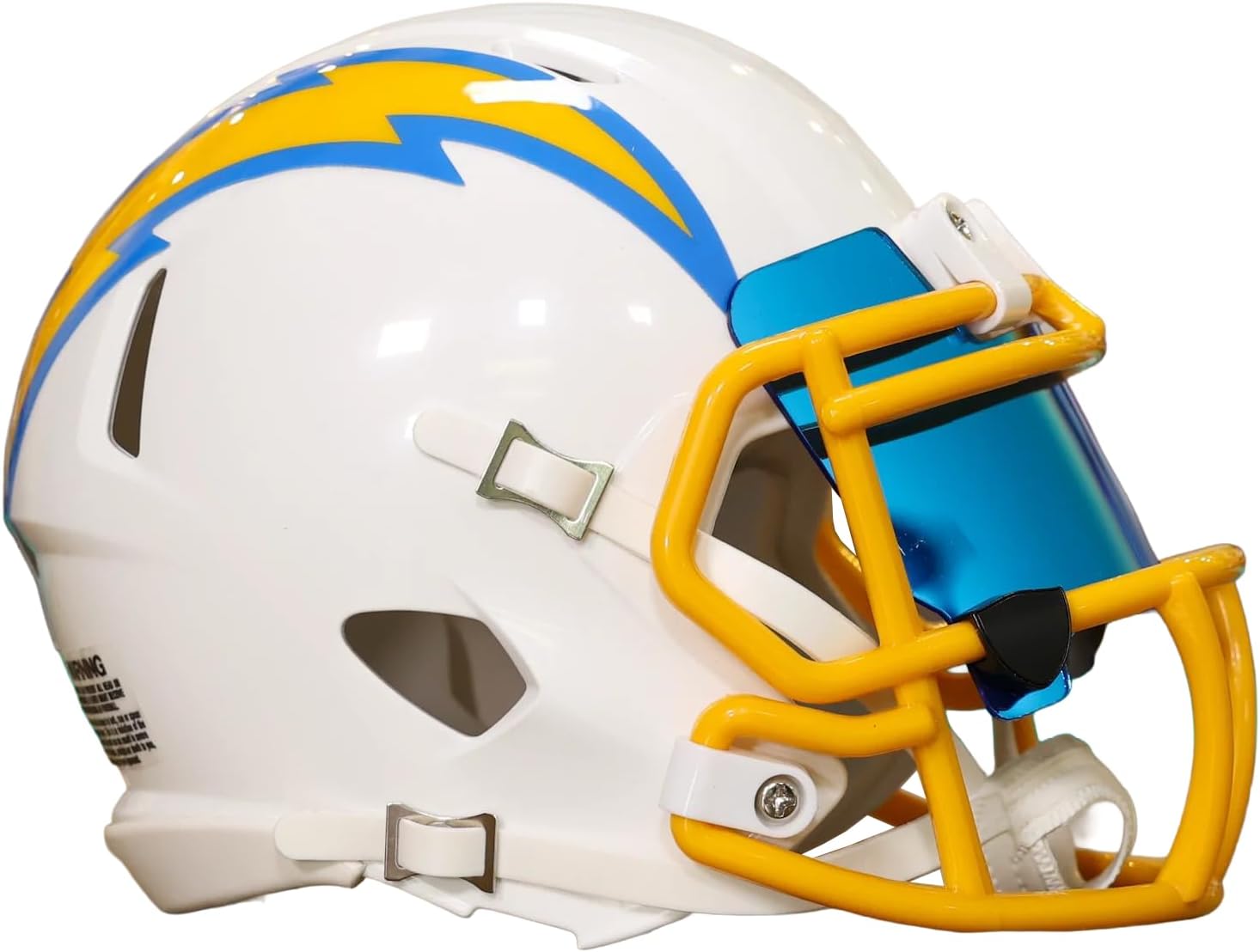 Los Angeles, Chargers, Collectible Speed Mini Helmet (GG Special Edition 02647) Mini Facemask S2BD-SW-SP - Green Bay Gold, Mini Visor - Electric Blue, Free USA Flag Decal, Green Gridiron