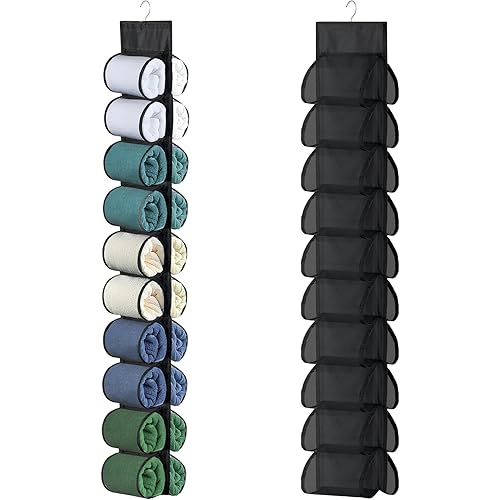 Legging Organizer for Closet Hanging, Hanging Legging Organizer, Legging Storage for Closet, Behind Door, Wardrobe, Clothes Storage, Hanger 20 Pockets Clothes Storage (Black)