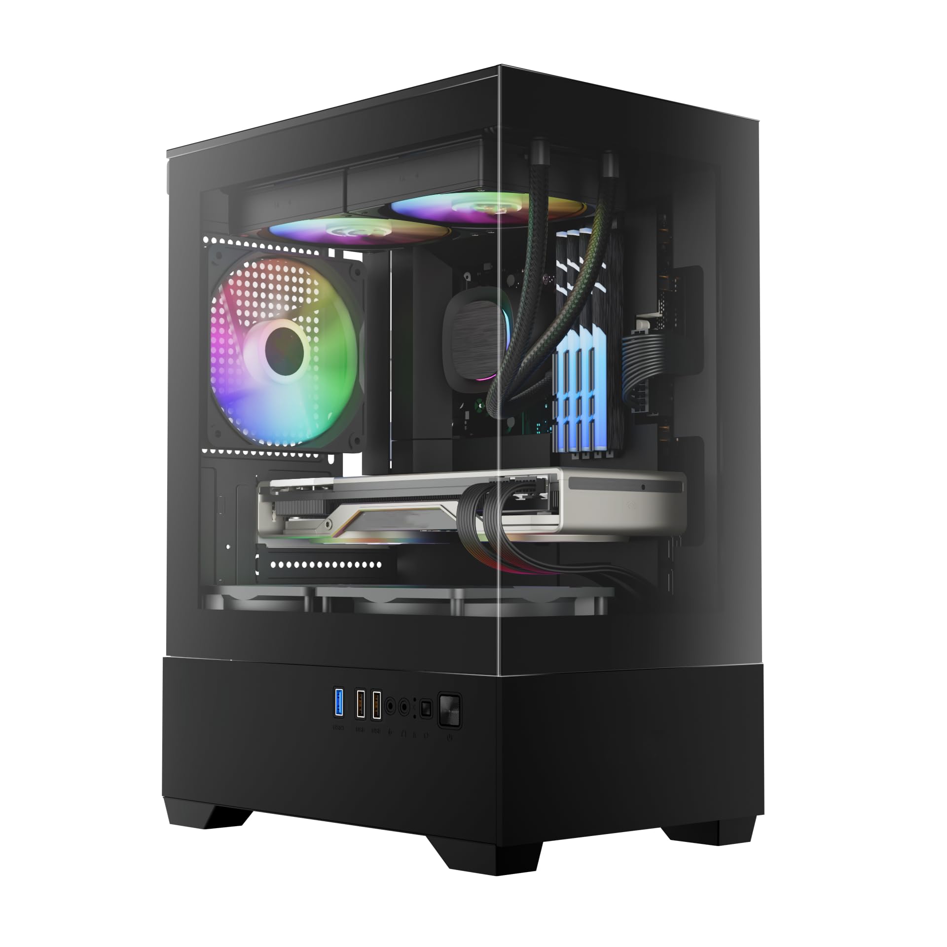 PC Gaming CORE I5 12400F, RTX 5050 8GB, 16GB DDR4 3200MHz, SSD NVMe 750GB, WiFi, Windows 11 Pro, Dissipatore a liquido 240mm, PC Fisso Desktop Completo da Gioco e Lavoro