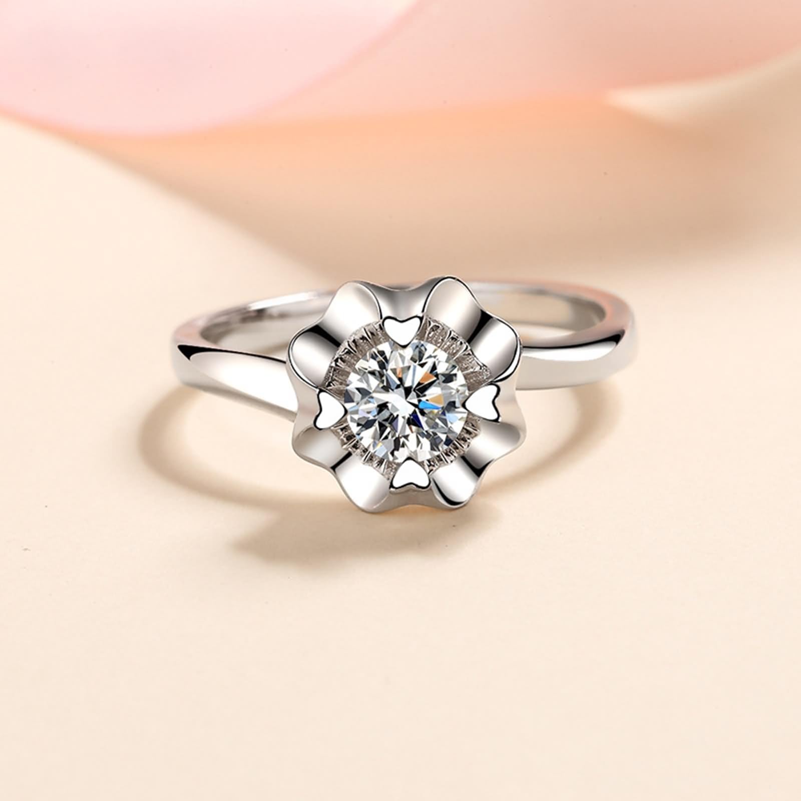 Anello da donna con dito medio, in oro bianco 925