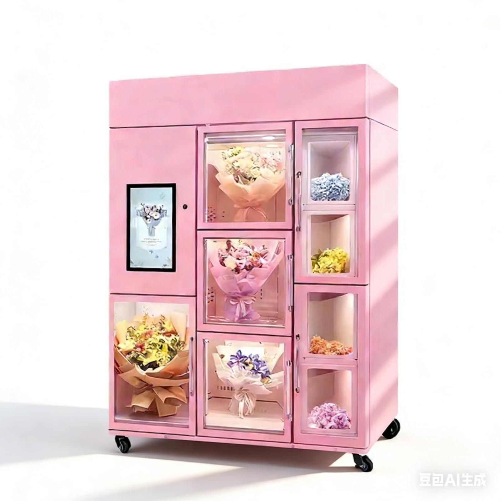 Smart Touch Screen Flower Vending Machine 24/7, Commercial Self Service Floral Bouquet Dispenser, Flower Fridge Cooler with Multiple Payment Methods for Florist Shops & Business Venues