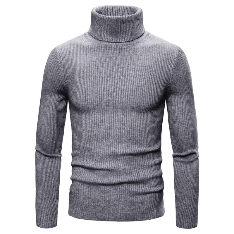 Męski sweter z golfem, solidna casualowa dzika dzianinowa koszula