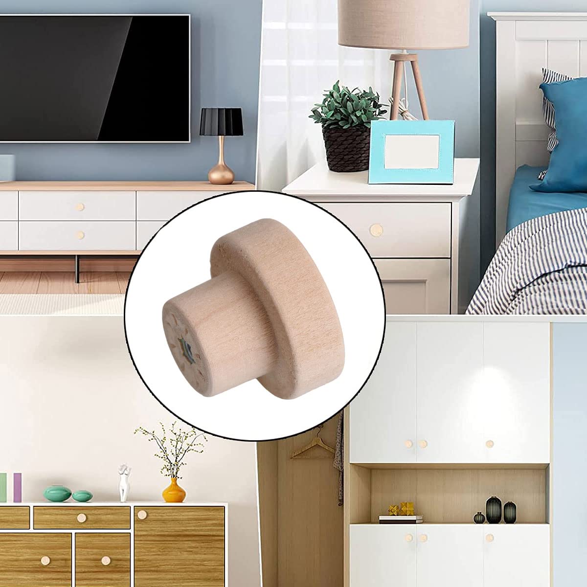 Lot De 10 Boutons De Meuble En Bois - 35 X 25 Mm - Pour