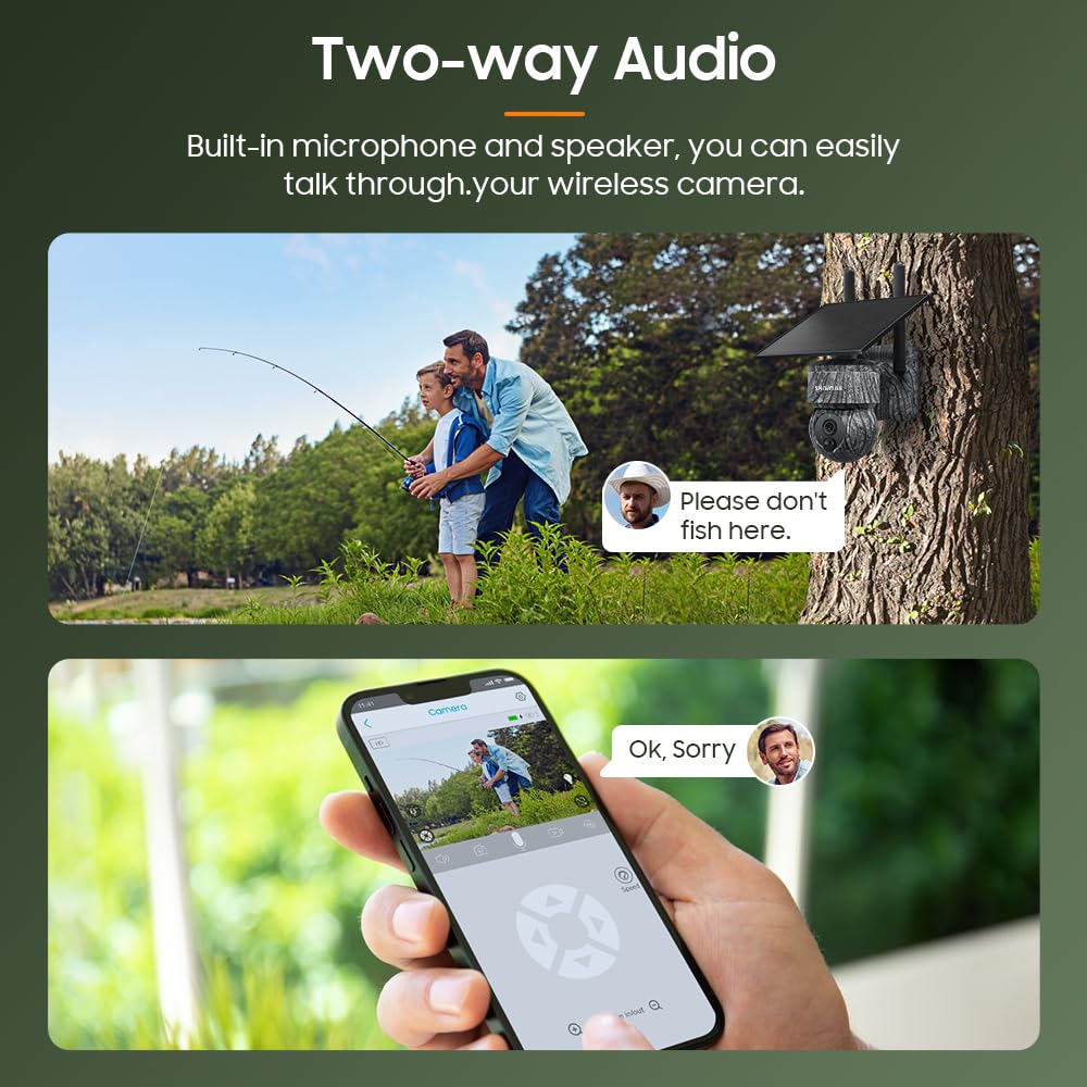 SHIWOJIA 4G LTE Cámara de Vigilancia Exterior Solar con Tarjeta SIM, 2K 360° PTZ Cámara de Seguridad Solar,Audio de 2 vías, Sensor de Movimiento PIR, Visión Nocturna, IP66