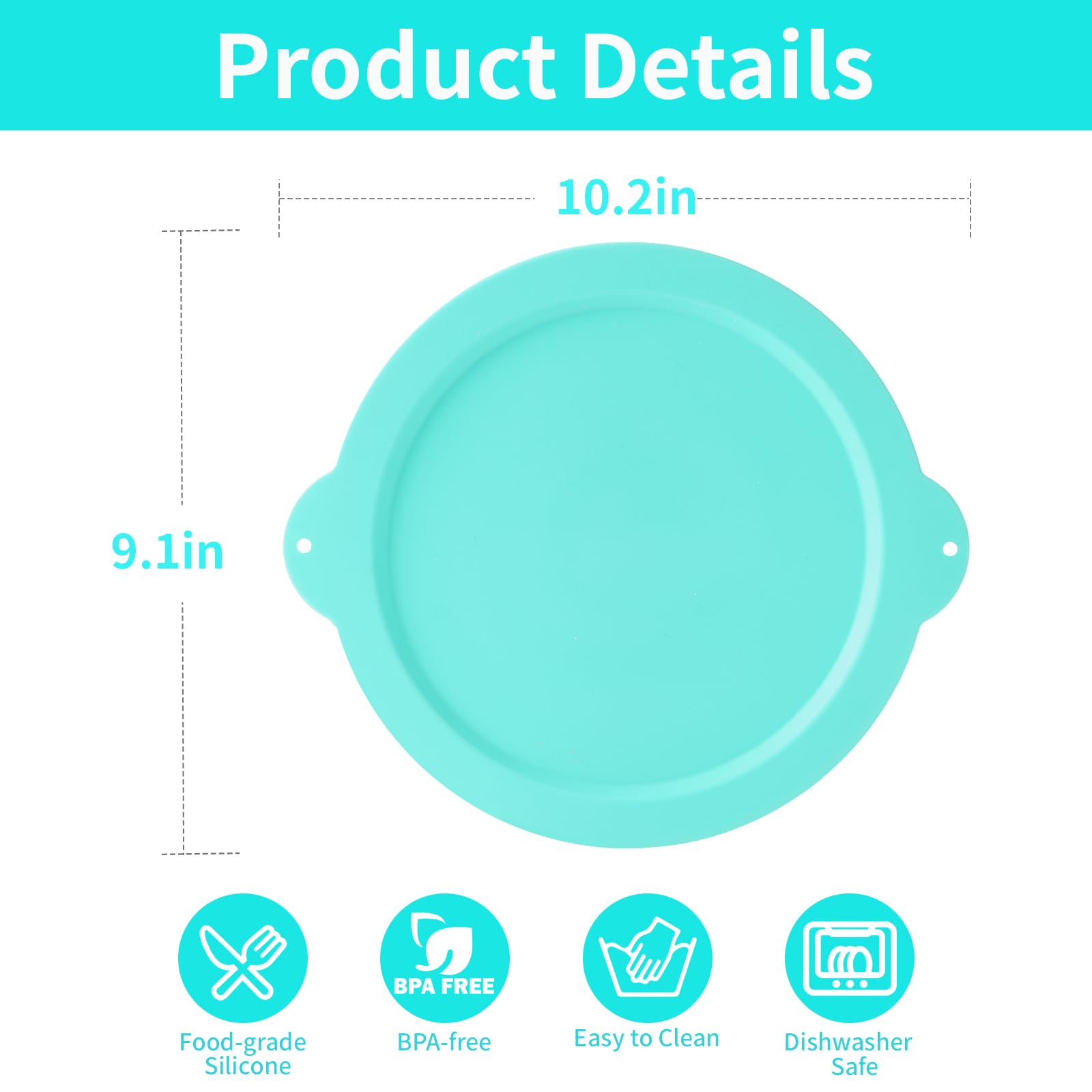 Silicone Lid Compatible with KitchenAid 2QT Ice Cream Mixing Bowl and 5QT Stainless Steel Bowl, Dishwasher Safe, Microwave Up to 200°C (392°F), Freezer Safe (Not Included)