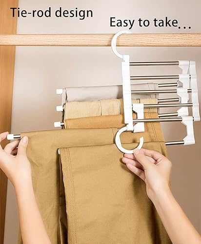 Miniatura 3 de YUNAI Perchas para pantalones de acero inoxidable organizador de ropa de jeans estante de almacenamiento plegable para ahorrar espacio para colgar