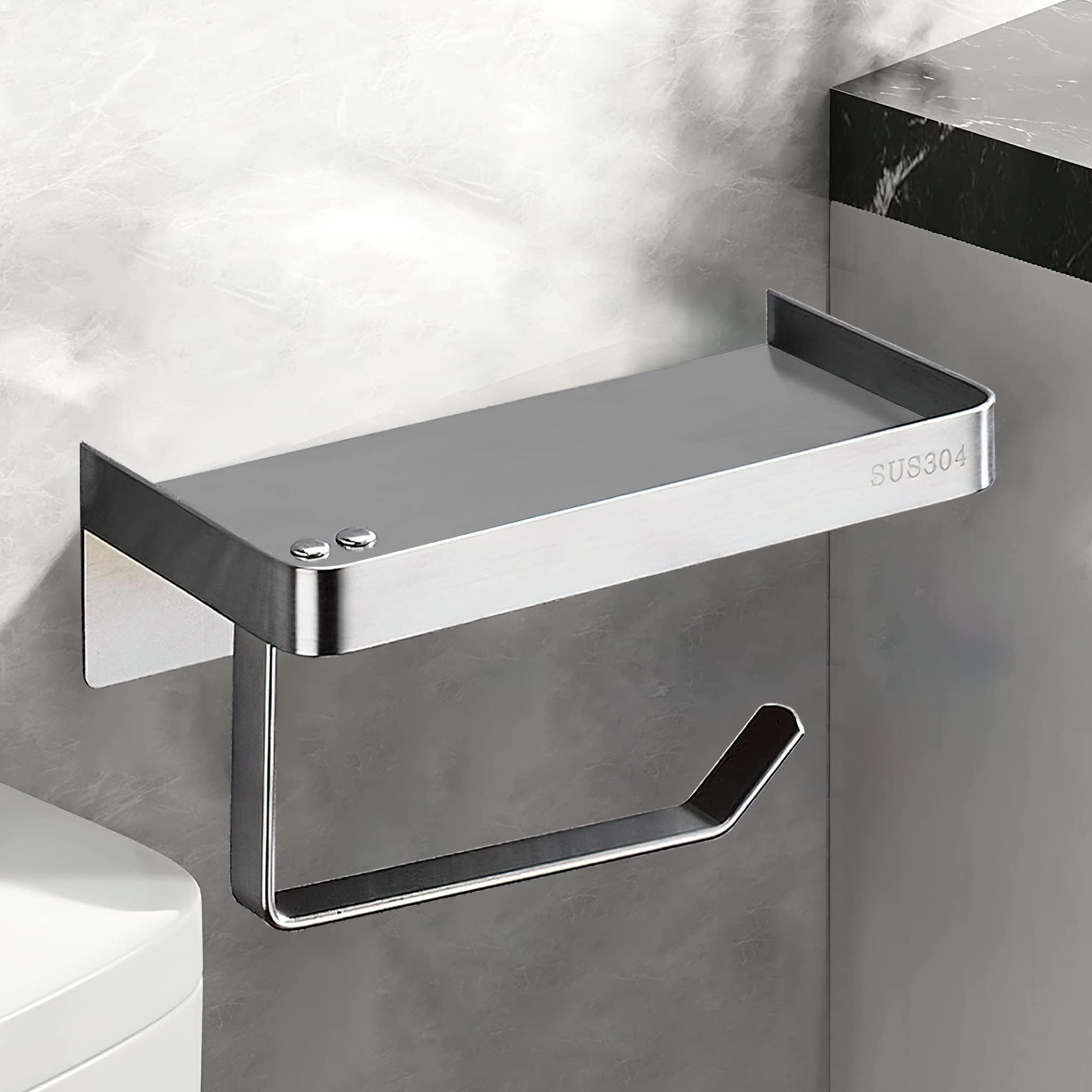 Amazon.com: Wall-Mounted Toilet Paper Holder with Shelf and Storage ...