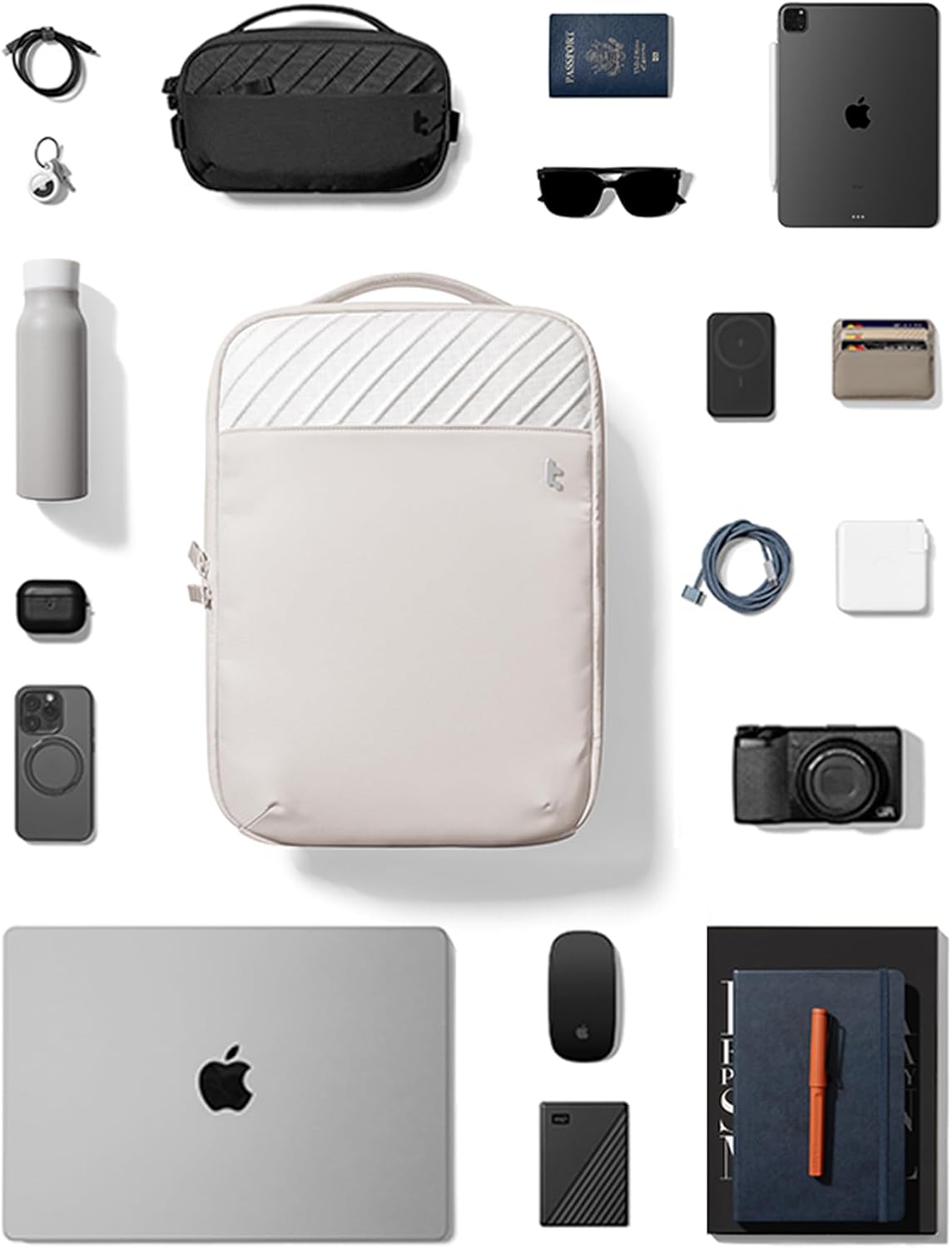 tomtoc Laptop Backpack 20L Techpack Workpack Designed for Business Professional Commuter, City EDC Backpack Daypack for 15.6-inch Laptop, White - Image 6