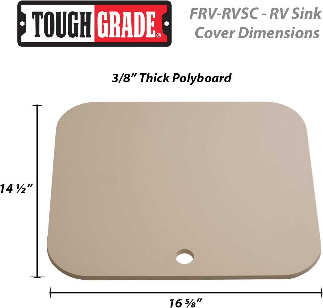 Tough Grade Sink Cover 14 7/16" x 16 1/2" x 3/8" | Parchment or White | RV, Camper Sink Cover | Polyboard