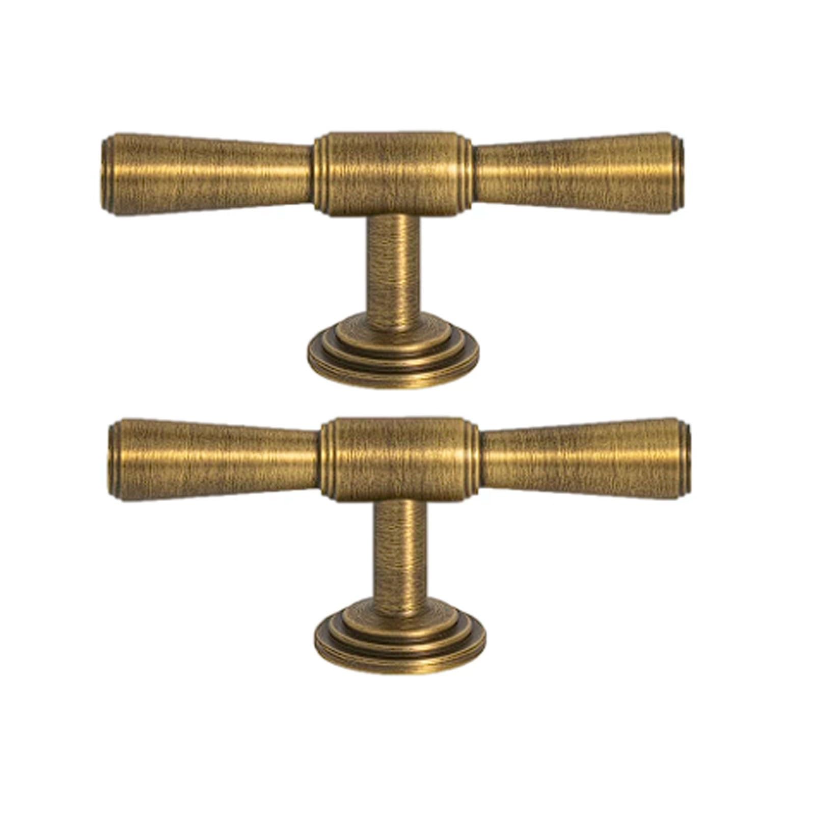 Chenhoju Bronze Antique T-Shaped Brass Cabinet Pulls Single Hole Ideal For Dressers, Wardrobes, And Furniture Hardware Cabinet Pulls