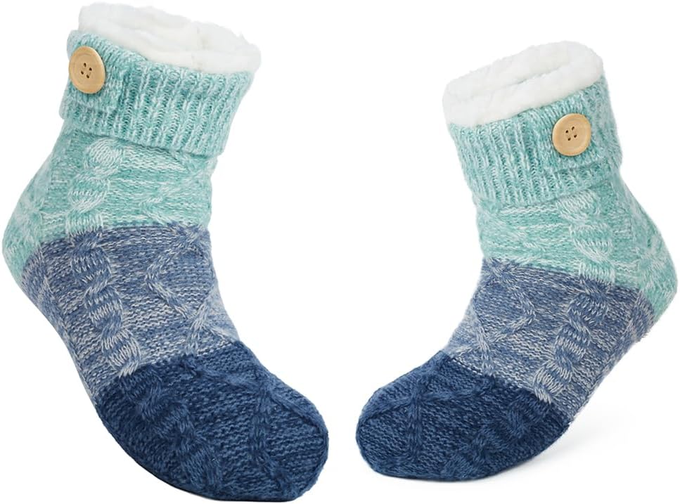 LEMZONE Women's Slipper Socks with Grippers Fuzzy Fleece-lined Socks