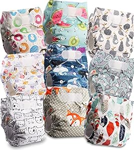 Littles and Bloomz FLV2-0902 Wiederverwendbare Stoffwindel, Standard-Klettverschluss, 9 Windeln