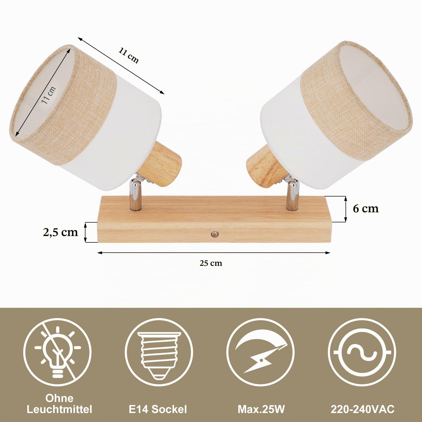 Glitzerlife Lampada da soffitto a LED, faretto da soffitto a 2 luci Lampada