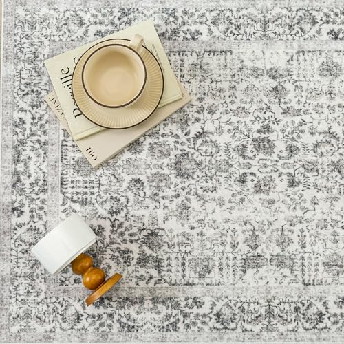 Black Runner Rug 3x12 Hallway Machine Washable Kitchen Vintage Distressed Non Slip Long Carpet Indoor Retro Floral Bedroom Accent Throw Rug for Bathroom Office Laundry Dining Room