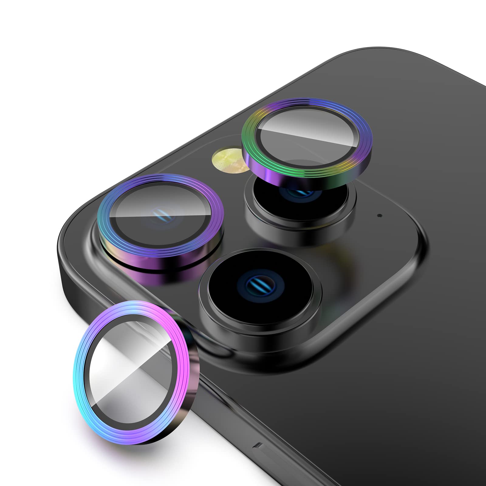 WATACHE for Phone 14 Pro/Pro Max Camera Lens Protector,Anti Scrach HD Tempered Metal Individual Ring Glass Camera Screen Protector Shockproof Cover Film (Multicolor)
