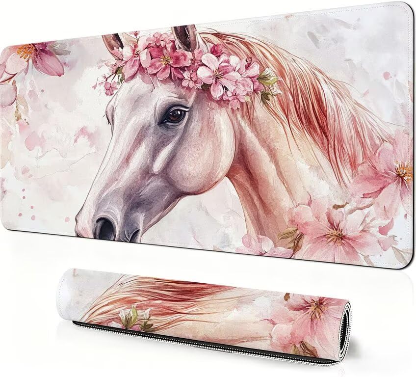 Podkładka pod mysz do gier zwierzę XXL koń 1400 x 600 x 3 mm Poprawa precyzji i szybkości, mysz do gier antypoślizgowa gumowa podstawa, do dekoracji Burea DZ-195