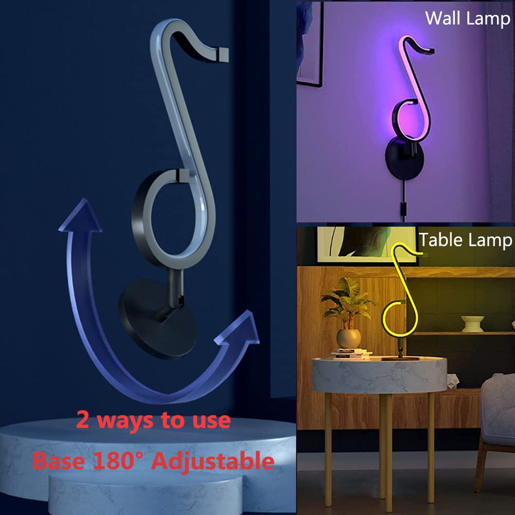 LED Wandleuchten RGB Innen LED Smart Atmosphäre Tisch-Wandlampe Dimmbar Farbwechsel mit App Steuerung und Fernbedienung Musiknote USB Neonlichter für Wohnzimmer Party Bar Weihnachten Geschenk