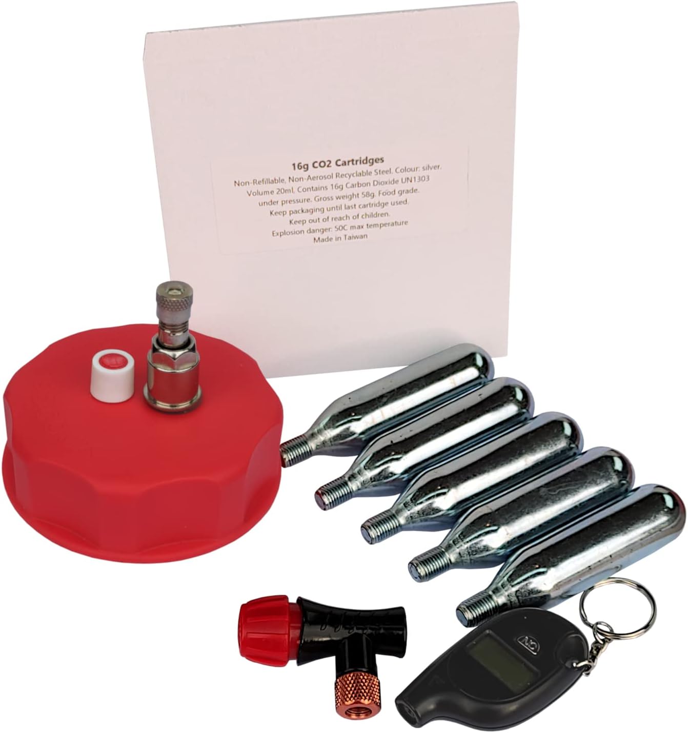 BALLIIHOO 2 Inch Pressure Barrel Co2 Control Cap - Full System with Pressure Gauge and Co2 Bulbs