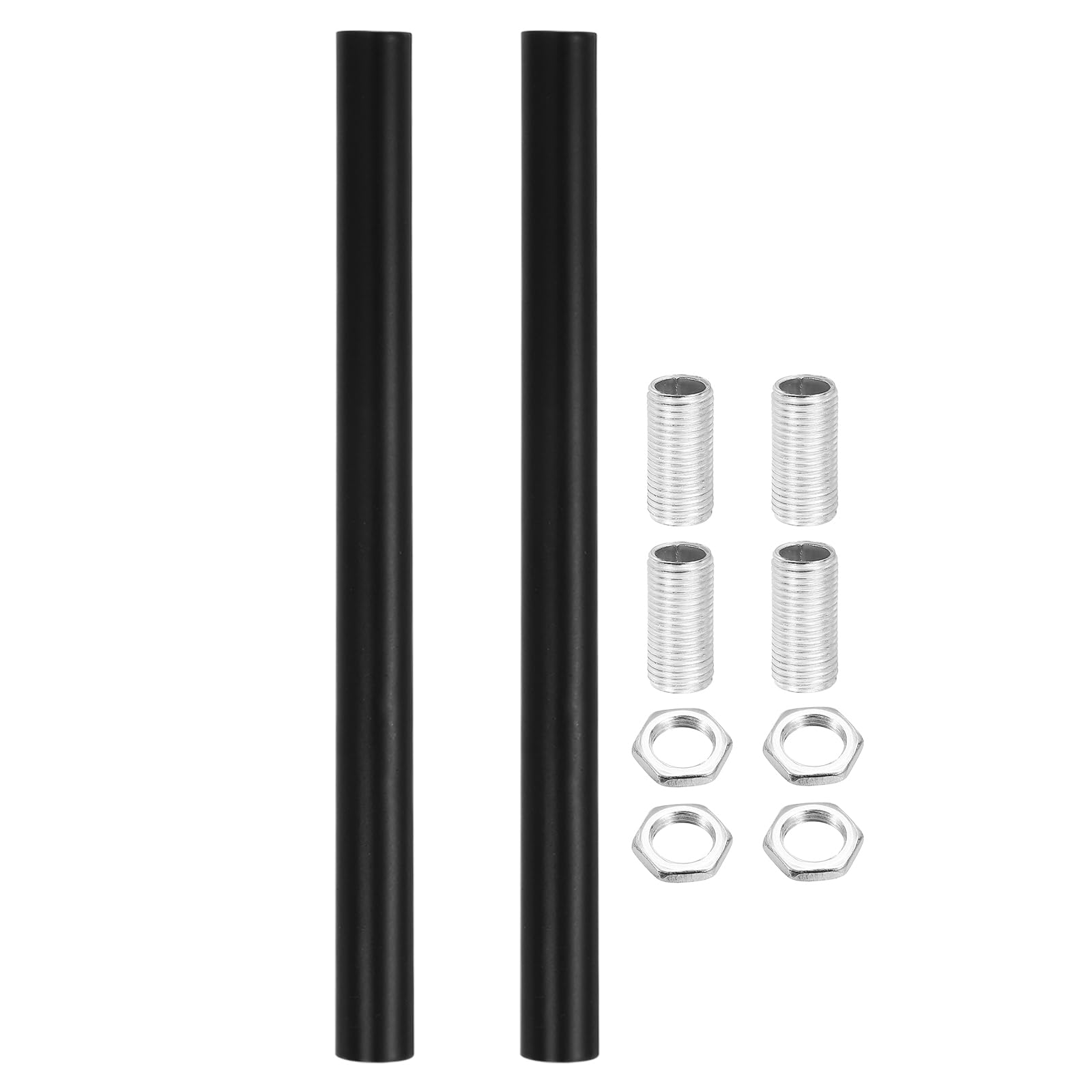 VIAPUICE Ceiling Lamp Extension Rods M10x150mm - 2 Pcs Straight Pipe Lamp Stems Rod Kit with Threaded Tubes, for Chandeliers Pendant Light Fixture Downrods Island Lighting, Black