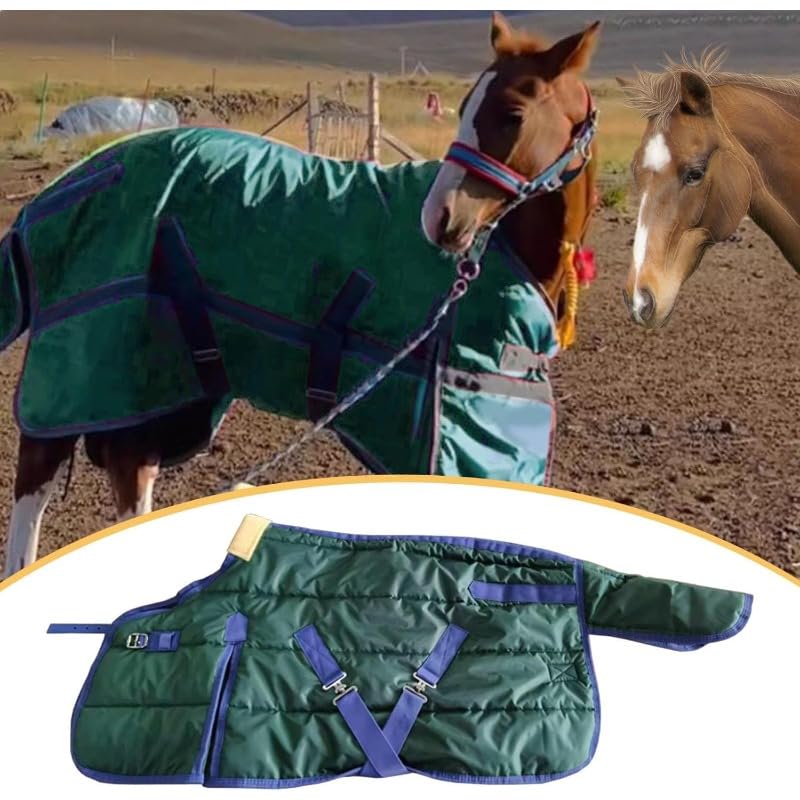 Coperta invernale per cavalli, coperta invernale in vimini, protezione per cavalli, calda equitazione, coperta in vimini traspirante (115 cm)