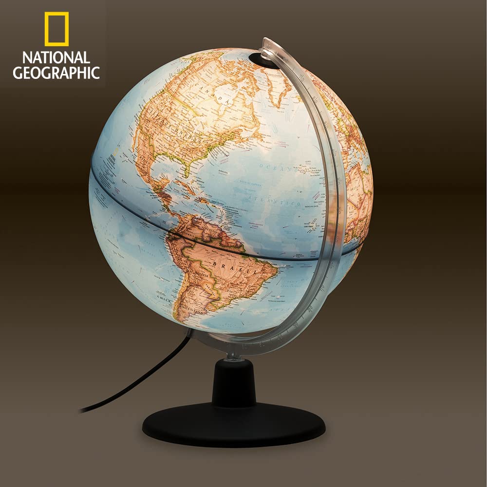 Tecnodidattica Globus NATGEO 30 | oficjalna policja fizyczna National Geographic Classic | podświetlany i obrotowy | tekst w języku hiszpańskim | średnica 30 cm, kolor (0330ORP4SPLFF066)