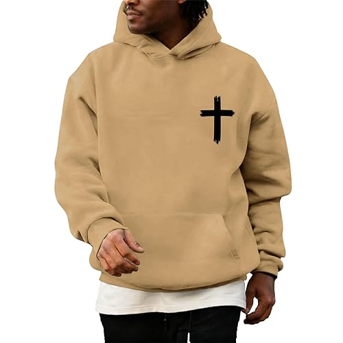 Christian Sweatshirts for Men Christ Cross Pullover Inspirational Faith Graphic
