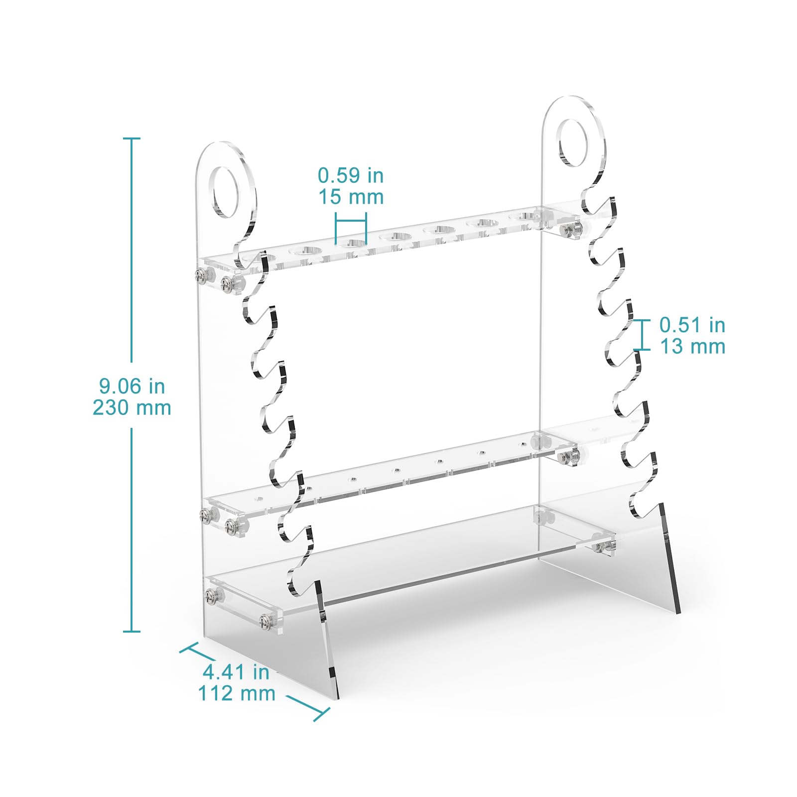 Stonylab Rack de Pipetas Laboratorio, Soporte Desmontable Plexiglás para Pipetas con Agujero de 1,5 cm