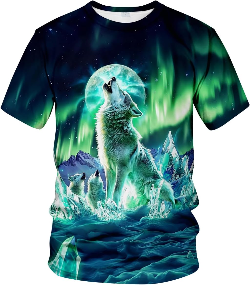 Funny Wolf Graphic T-Shirt Novelty Short Sleeve Crewneck Shirt