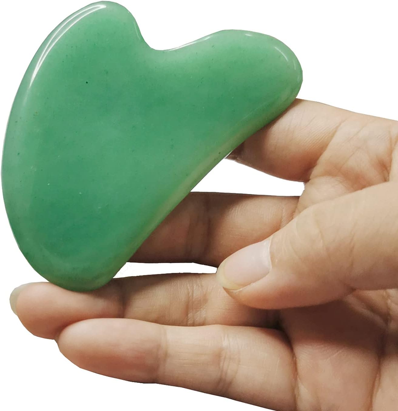 GuaSha Facial Massage Tool, Grade A Natural Jade Stone Gua sha Sc Massager for Face Body SPA, Skin Care Beauty Tools (Green)