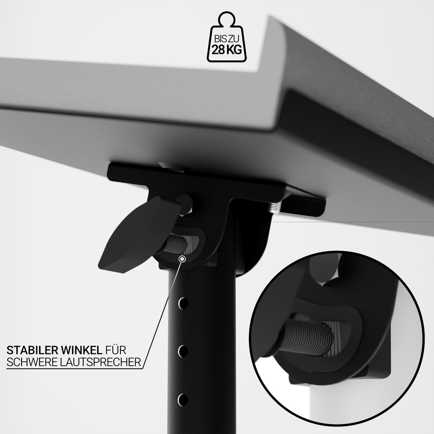 Stabiler Lautsprecher Boxen Ständer - Set inkl. Schaumstoff Absorber - Robust und Neigbar +/-20°, Tragfähigkeit bis zu 28 kg - Ideal für Schreibtisch, Tonstudio oder DJ Tisch…