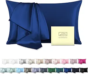 Natural Mulberry Silk Pillowcase for Hair and Skin Queen Size 20"X30" Silk Pillow Case with Hidden Zipper Soft Breathable Smooth Cooling Silk Pillow Covers for Sleeping(Royal Blue,Queen,1Pcs)