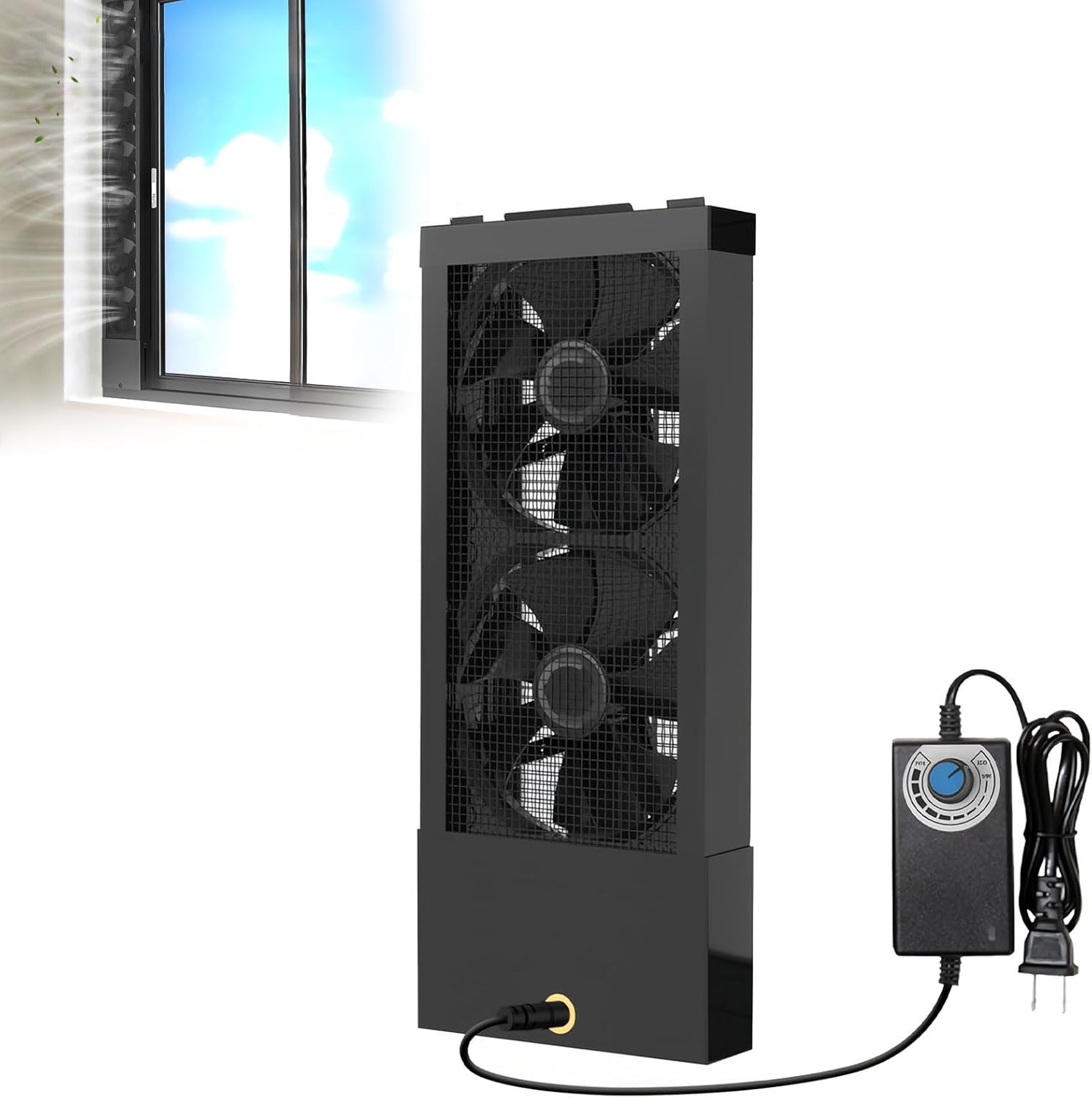 Vertical Window Fan for Sliding Windows,1.97 in Retractable Exhaust Fan,Metal Waterproof Ventilation Fan,Adjustable Wind Speed,No Need to Drill Holesembed Ded Installation 13.7~15.7in