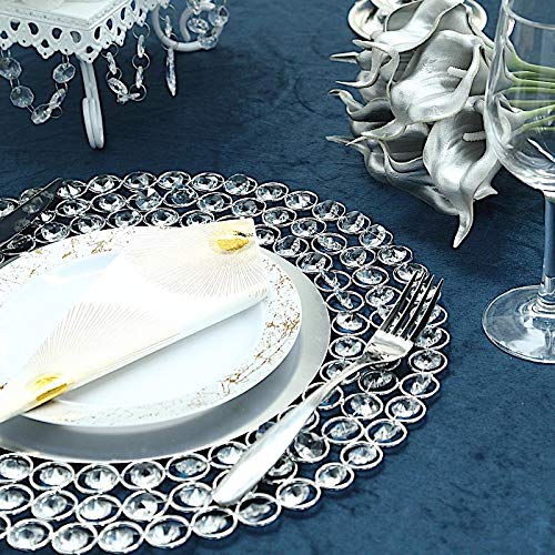 Platos cargadores redondos 14 pulg. set de 4 plata miniatura 4