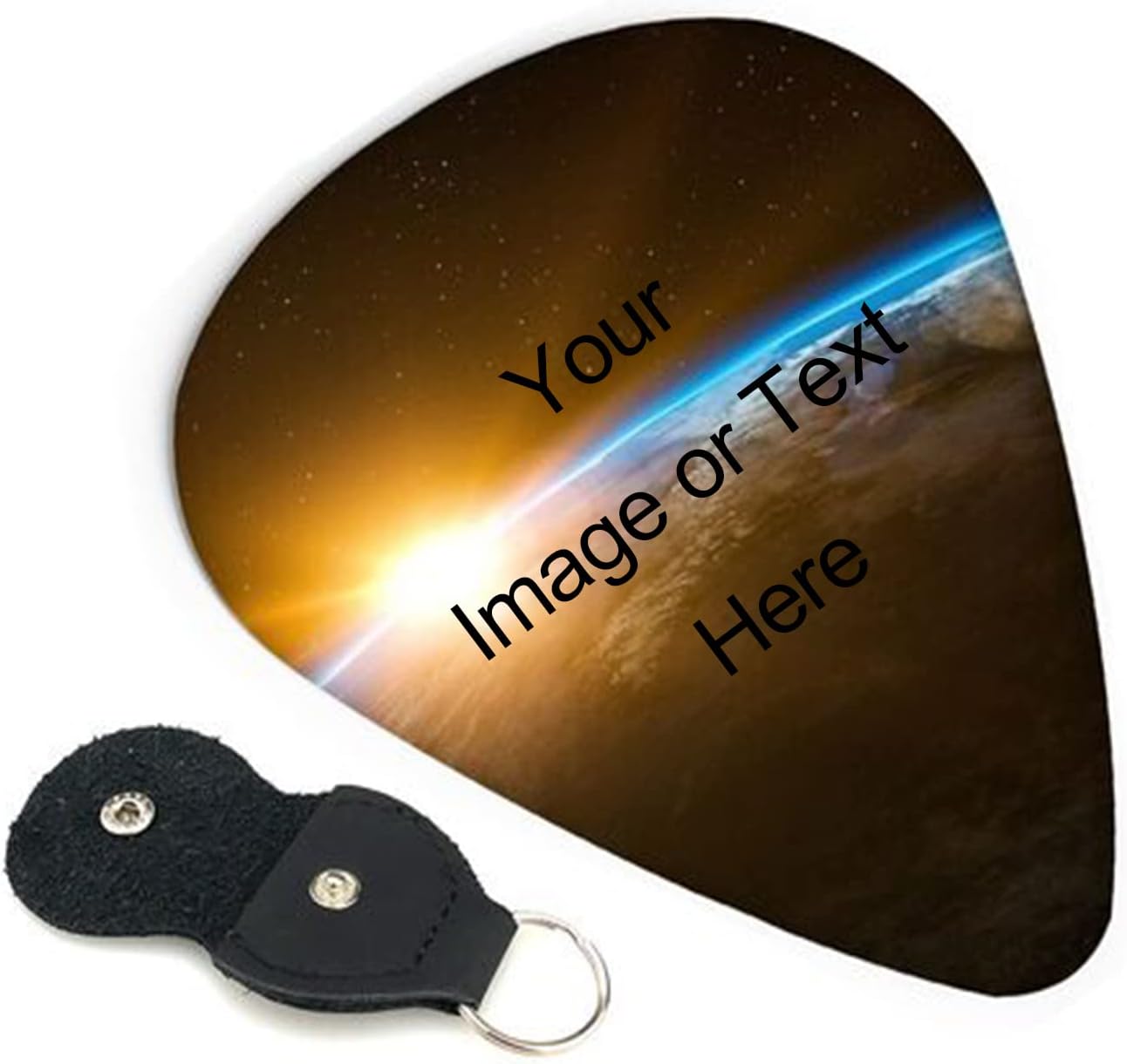Personalized Guitar Pick with Your Design,Custom Medium Guitar Pick with Holder Keychain for Electric Acoustic Guitar-6 Pack