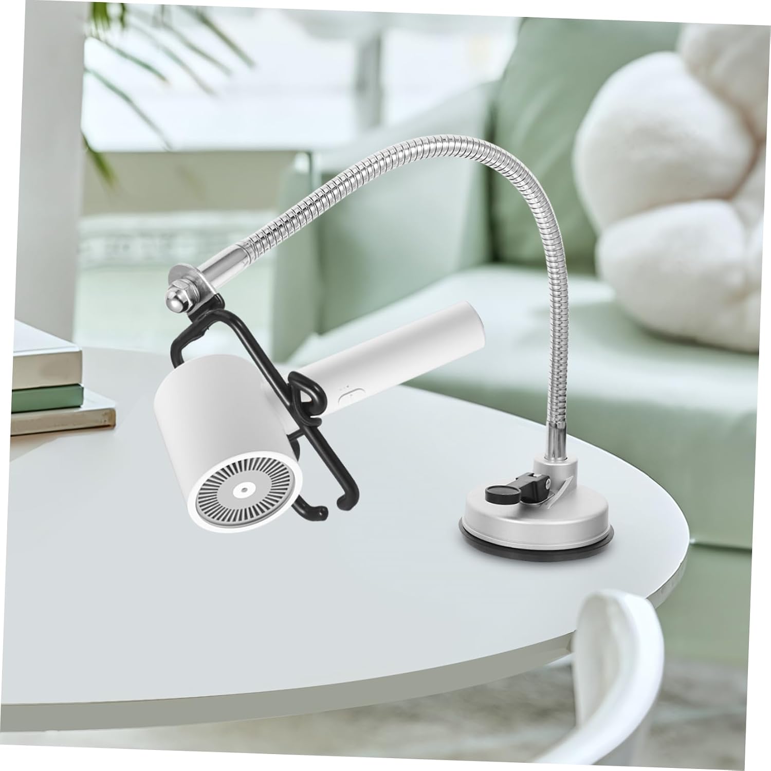 Hemobllo Hair Dryer Stand with Suction Cup Adjustable Hair Blower Rack for Bathroom No Drill Easy Setup Stainless Steel for Countertops Vanities