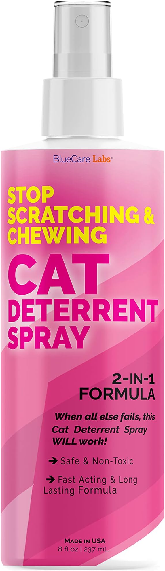 BLUECARE LABSStop Scratching Cat Spray to Keep Cats Off Furniture, Non-Toxic Cat Spray Deterrent, Stops Chewing Cords, Plants and More, Indoor and Outdoor Safe, Lemongrass Scent, Made in USA
