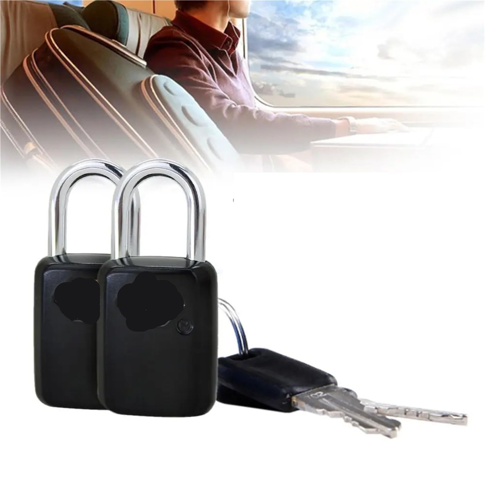 Cadenas avec clés, portable, for valise, sac à dos, cadenas en alliage de zinc noir, 1 pièce(B)