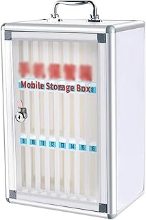 MARJIN Phone Locker with Lock Aluminum Alloy Pocket Figure Phone Locker 12 Slots Desktop Phone Holder for Classroom Office(Silver,24 Slots)