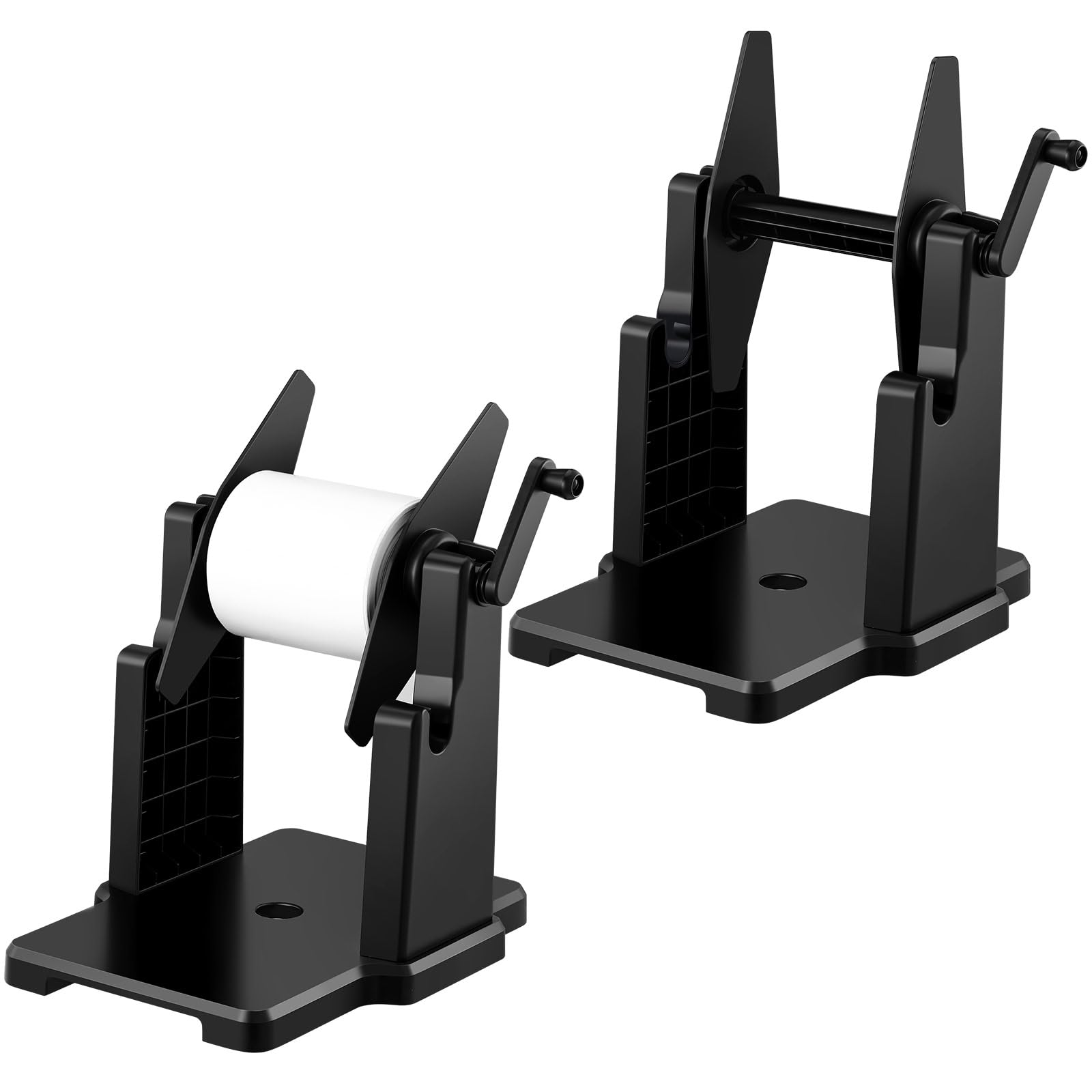 2 Pcs Thermal Label Holder for Rolls and Fan Fold, 2 in 1 Label Roll Holder Black Manual Winder Sticker Label Printers Universal Sticker Roll Dispenser for Roll Home Desktop Office