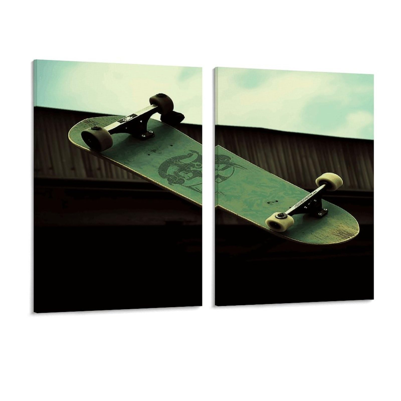 Adfgyerh Style Skateboard Wall Art，Canvas Material Bright /Wall Decor Of 2, Each 16X12 Inch -Wall Art Set For Living Room Bedroom Gallery Office Home Décor