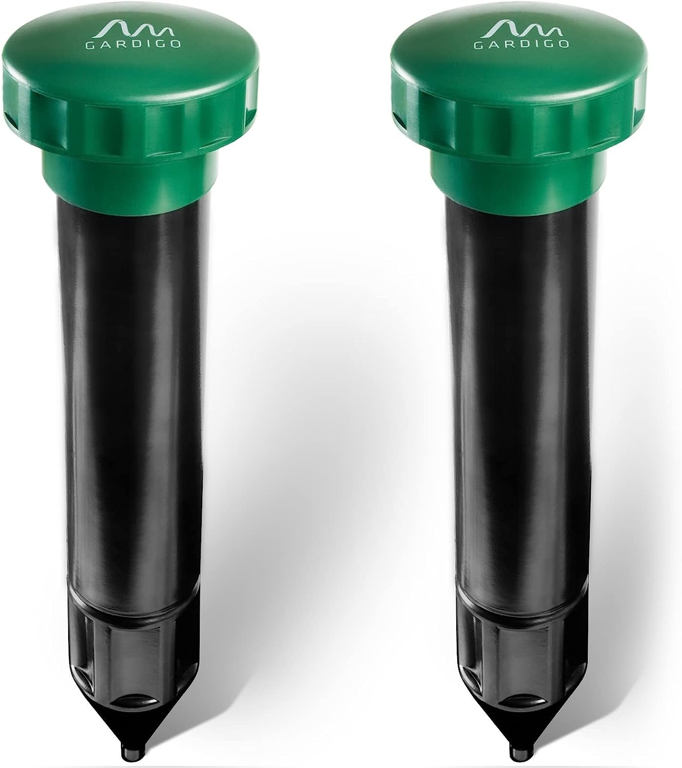 GARDIGO® Repellente per Talpe - Set da 2 | Deterrente 400-1000 Hz per ca. 700m² | per il Giardino | Facile Sostituzione delle Batterie
