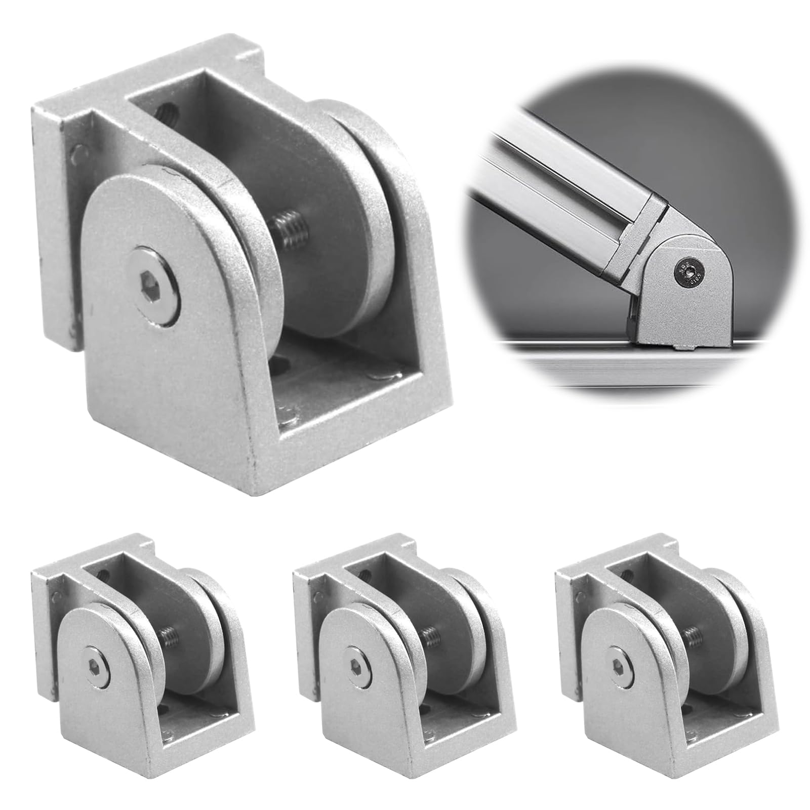 4 Connettori Angolari Regolabili 180° Per Profili 4040 Con Leva E Kit Di Montaggio!