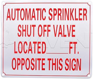 Supply Giant TJHO#7 Fire Safety Sign Automatic Sprinkler Shut Off Valve Located __ Ft Opposite This Sign, Heavy Duty Aluminum, 10 in. x 12 in