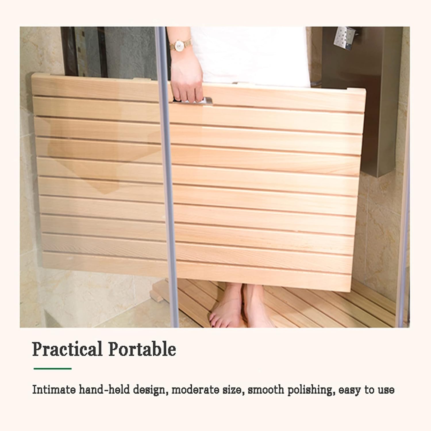 Bamboo Bath Mat,Teak Shower Mat, Non-Slip Wooden Bath Mat Or Door Mat for Bathroom, for Bathtub, Spa, Sauna, Oil Finished for Indoor Or Outdoor Use,Size Customization,60x110cm/24x43in
