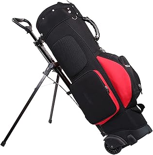BATIVE Golf Stand Bag,Self Control Lightweight Golf Bag with pulley, Easy to Carry Golf Club Bags,Dual Strap, Rain Hood, for The Driving Range, Par and Executive Courses