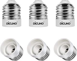 DiCUNO E26 to E12 Socket Adapter, Medium E26 to Candelabra E12 Base Bulb Converter, 0~120V Max 200W, 165℃ Heat-Resistant, E26 Medium Socket Converter, 6-Pack