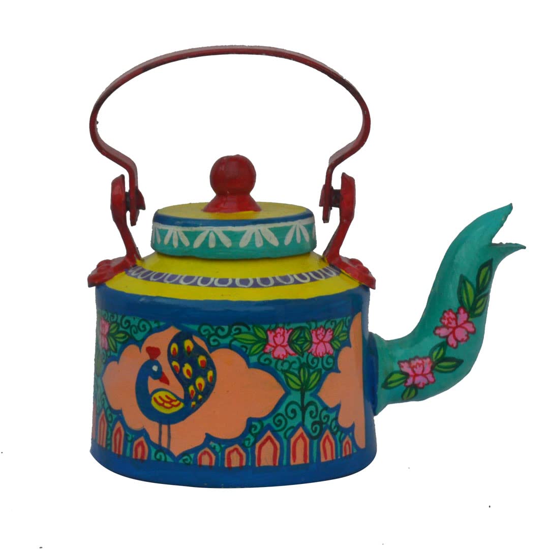 Hand Painted Aluminium Kettle/Tea Pot Showpiece for Home Decor Large (MEDIUM)-image-40