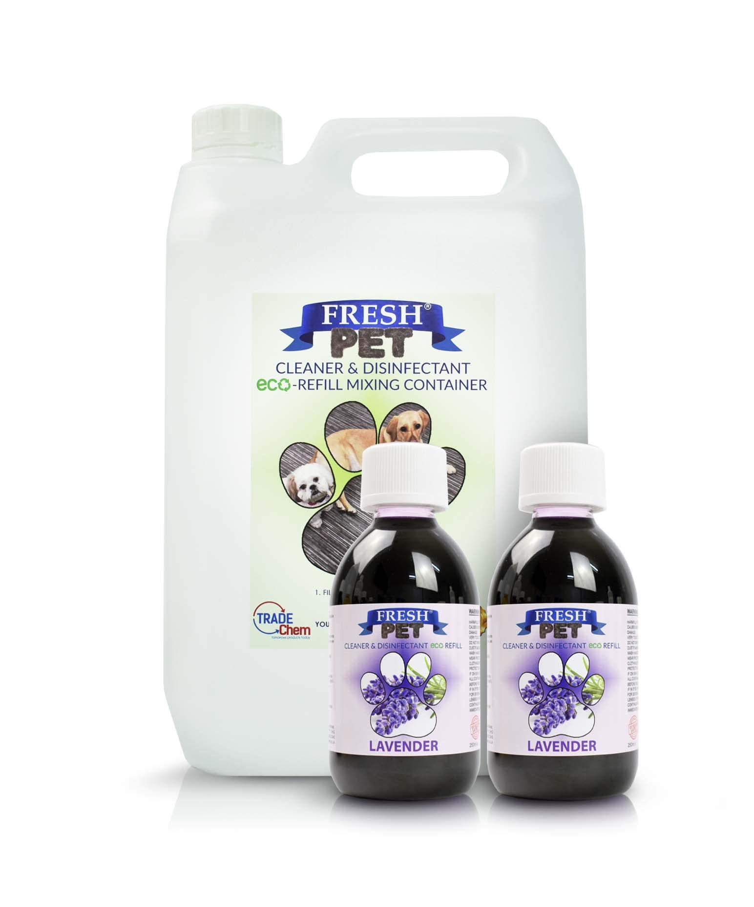 Trade Chemicals Fresh Pet eco-Refill Kennel Disinfectant 2x 250ml w/Empty 5L (Lavender)
